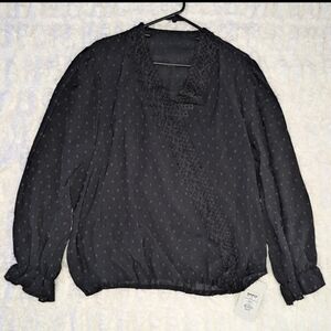 Kohl's Sheer Lace Romantic Charcoal Blouse – Size 2XL (NWT) MSRP $29